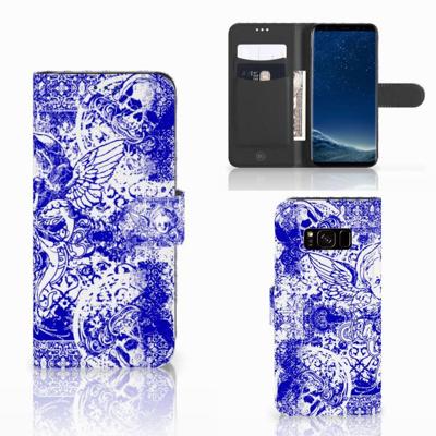 Telefoonhoesje met Naam Samsung Galaxy S8 Angel Skull Blauw Telefoonhoesje met Naam Samsung Galaxy S8 Angel Skull Blauw