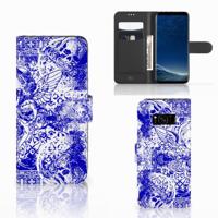 Telefoonhoesje met Naam Samsung Galaxy S8 Angel Skull Blauw - thumbnail