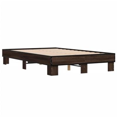 Bedframe bewerkt hout metaal bruin eikenkleur 140x190 cm