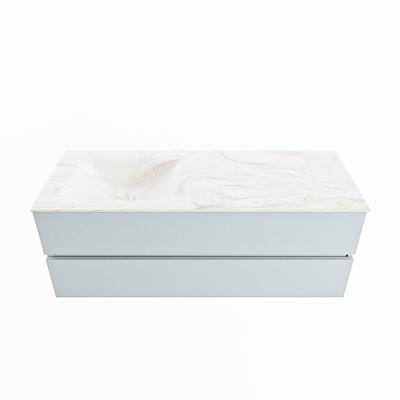 MONDIAZ VICA-DLUX 130cm badmeubel onderkast Clay 2 lades. Inbouw wastafel CLOUD links 1 kraangat, kleur Ostra.
