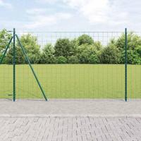VidaXL Hek met paal groen 1,5 x 10 m staal - thumbnail
