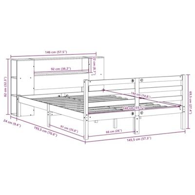 Bed met boekenkast zonder matras massief grenenhout 140x190 cm - thumbnail