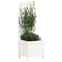 VidaXL Plantenbak met rek 39x39,5x114 cm massief grenenhout wit - thumbnail