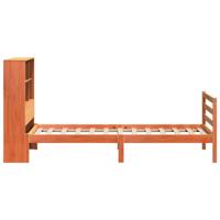 Bed met boekenkast zonder matras massief hout wasbruin 75x190cm - thumbnail