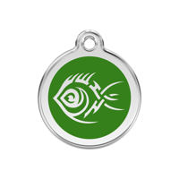 Tribal Fish Green roestvrijstalen hondenpenning medium/gemiddeld dia. 3 cm RedDingo - Reddingo - thumbnail