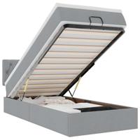 Ottoman bed met matras en LED's 100x200 cm stof lichtgrijs - thumbnail