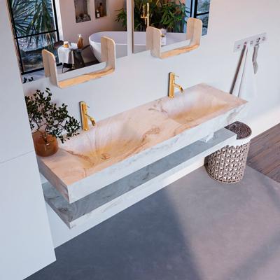 MONDIAZ ALAN-DLUX 150cm planchet Frappe. Vrijhangende wastafel CLOUD dubbel 2 kraangaten, kleur Frappe. MONDIAZ ALAN-DLUX 150cm planchet Frappe. Vrijhangende wastafel CLOUD dubbel 2 kraangaten, kleur Frappe.