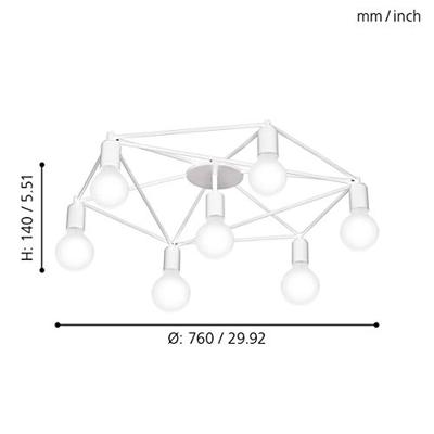 Eglo PlafondlampStaiti 7-lichts 76cm wit - 97896