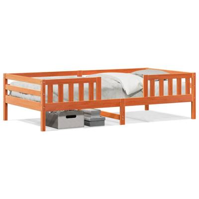 Bedframe zonder matras massief grenenhout wasbruin 90x200 cm