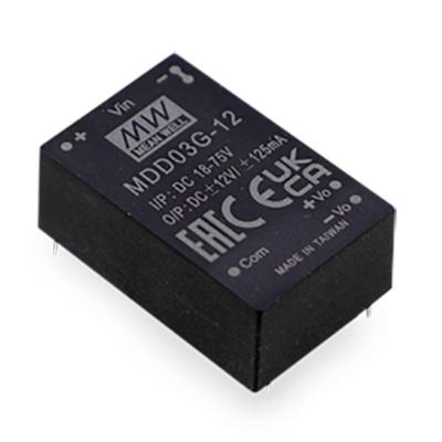 MEAN WELL MDD03F-12 DC/DC-converter, print 125 mA 3 W Aantal uitgangen: 2 x Inhoud 1 stuk(s)