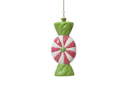 Kersthanger snoep 12.5 cm groen / roze
