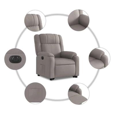 Sta-op-stoel elektrisch verstelbaar stof taupe Sta-op-stoel elektrisch verstelbaar stof taupe