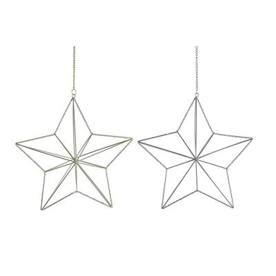 Kerstversiering DKD Home Decor Metaal Ster (2 Stuks) (30 x 11 x 30 cm)