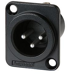 Amphenol AC3MM-DZB 3 Polige XLR Chassisdeel | Female | Type D | Zwart