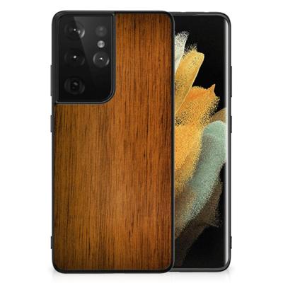 Samsung Galaxy S21 Ultra Houten Print Telefoonhoesje Donker Hout Samsung Galaxy S21 Ultra Houten Print Telefoonhoesje Donker Hout