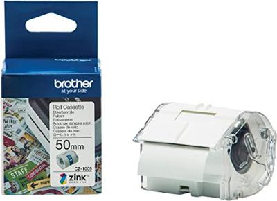 Brother CZ1005 Rol met etiketten 50 mm x 5 m Papier Wit 1 stuk(s) Permanent hechtend Gekleurde etikettenrol