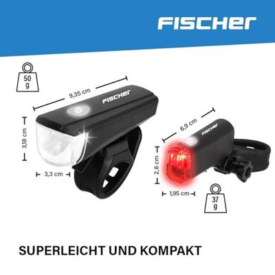 FISCHER FAHRRAD Fietsverlichtingsset LED werkt op batterijen Zwart