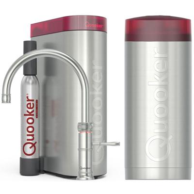 Quooker Classic Fusion Round Keukenkraan Set - Kokend Warm- en Koud Water - RVS - Inclusief COMBI Reservoir & CUBE - Direct Gekoeld Bruisend Water