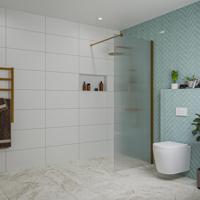 Fortifura Galeria inloopdouche - 80x200cm - ribbelglas - wandarm - Geborsteld koper PVD (Koper) SW797952/SW876702 - thumbnail