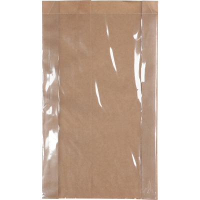 Zak | Vensterzak | Papier + PP | 16/ 2x28cm | bruin | 500 stuks