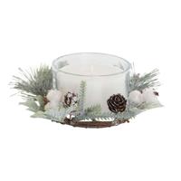 Kaars DKD Home Decor Wit Kerstmis 15 x 15 x 5.5 cm 13 x 13 x 5,5 cm - thumbnail