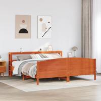 Bedframe zonder matras massief grenenhout wasbruin 200x200 cm - thumbnail