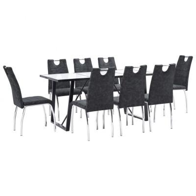 vidaXL 9-delige Eethoek kunstleer zwart