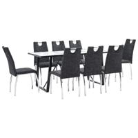 vidaXL 9-delige Eethoek kunstleer zwart - thumbnail