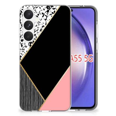 Samsung Galaxy A55 | TPU Hoesje | Zwart Roze Vormen
