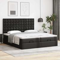 Ottoman bed met matrassen 180x200cm kunstleer zwart - thumbnail