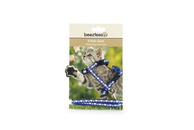 Nylon kittentuigje Hearts - Blauw Nylon kittentuigje Hearts - Blauw