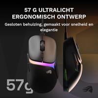 Glorious Gaming - bekabelde gamingmuis Model D3 - Ultralicht 57 g, optische knoppen met klikrate van 130M, 30K DPI BAMF 3.0-sensor, 750 IPS-tracking, 50G-versnelling, ondersteunt elk griptype - Zwart - thumbnail