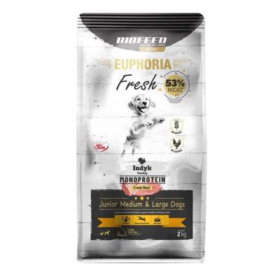 BIOFEED Euphoria Fresh Junior Medium & Large Monoprotein Turkey - droog hondenvoer - 2kg