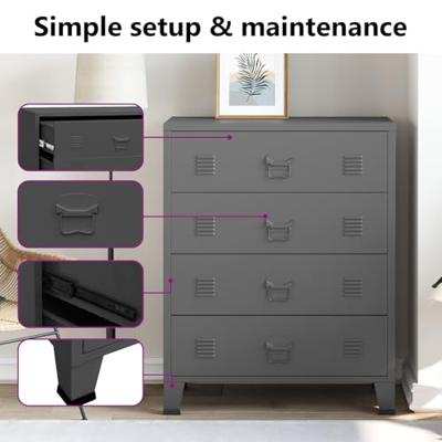 Ladekast industrieel 78x40x93 cm metaal antracietkleurig