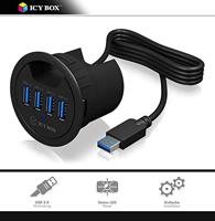 ICY BOX IB-HUB1403 USB 3.0 (3.1 Gen 1) Type-A 5000Mbit/s Zwart hub & concentrator - thumbnail
