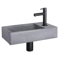 Differnz Force fonteinset - 40x22x8cm - Rechthoek - 1 kraangat - Recht matte zwarte kraan - Beton Grijs 38.400.61 - thumbnail