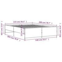 Bedframe bewerkt hout metaal bruin eikenkleur 140x200 cm - thumbnail