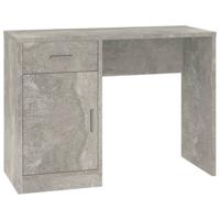 Bureau met kast en lade 100x40x73 cm bewerkt hout betongrijs - thumbnail