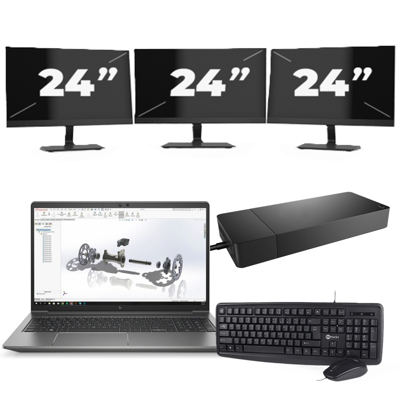 HP ZBook Power G8 - Intel Core i7-11e Generatie - 15 inch - 16GB RAM - 256GB SSD - Windows 11 + 3x 24 inch Monitor