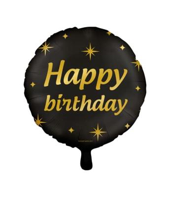 Classy Folieballon Happy Birthday Zwart/Goud (46cm)