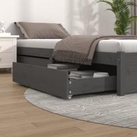 Bedlades 2 st massief grenenhout grijs - thumbnail