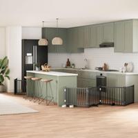 Hondenhek inklapbaar 12 panelen 960 cm populierenhout zwart - thumbnail