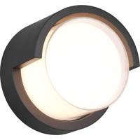 LED Wandlamp Buiten - 8W Warm Wit 3000K - Rond - Antraciet Kunststof - thumbnail