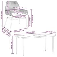 5-delige Tuinset met kussens poly rattan glas grijs - thumbnail