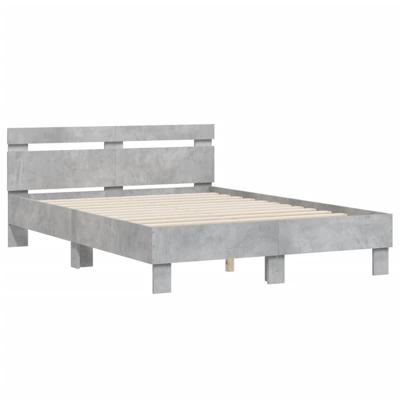 Bedframe met hoofdeinde bewerkt hout betongrijs 120x190 cm