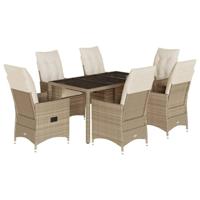 7-delige Tuinset met kussens poly rattan beige - thumbnail
