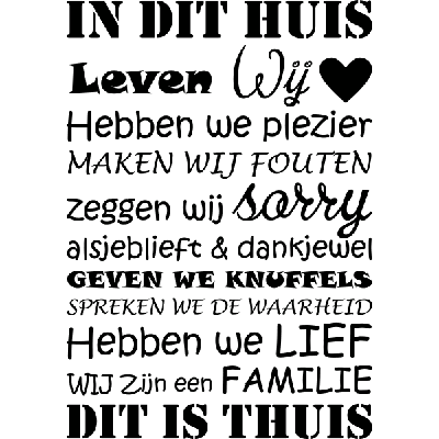 In dit huis leven wij - Muursticker
