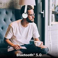 T'NB - Draadloze Bluetooth 5.0-hoofdtelefoon, model Single 2, 8 uur luistertijd, verstelbaar, jackstekker, comfortabel, microfoon en geïntegreerde bedieningselementen, voor sport en training – zilver - thumbnail