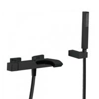Badmengkraan Tres Cuadro Waterval met Handdouche 25.4x15.4 cm Vierkant Mat Zwart - thumbnail