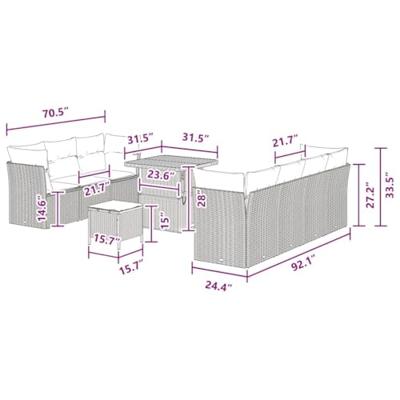 Tuinbankenset 10 pcs Zwart poly rattan